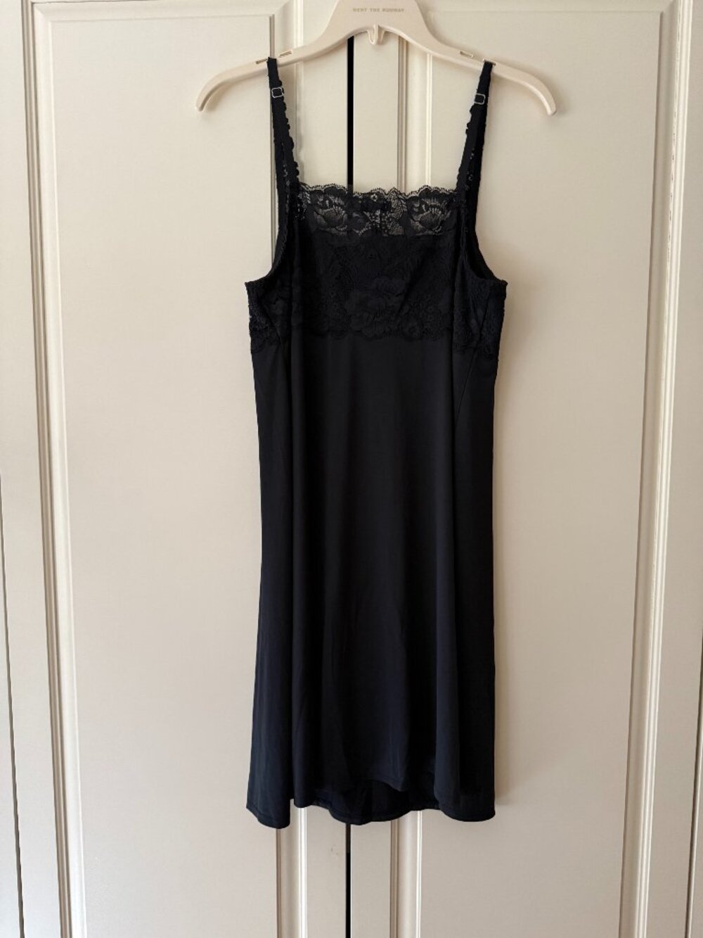 Soma "Bailar Lila" Short short negligee nightgown, black, lace trim, Size L, NWT